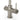Close up of a stainless steel hot water tap on a white background