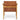 Wooden armchair with tan brown leather backrest on a white background