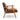 Vintage brown leather armchair with wooden frame on a white background