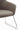 grey upholstered chair with metal legs on a white background