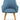 Blue upholstered dining chair with wooden legs on a white background