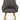Grey upholstered dining chair with wooden legs on a white background