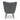 Grey cushioned chair with black metal legs on a white background