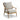 Chair with wooden frame and gray cushion on a white background