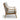 Chair with wooden frame and light gray cushion on a white background